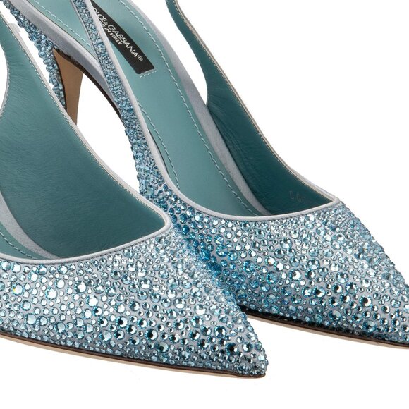 Dolce & Gabbana - Crystal Silk Decollete Rainbow Slingback Pumps LORI Blue EUR 3 - Picture 2 of 5